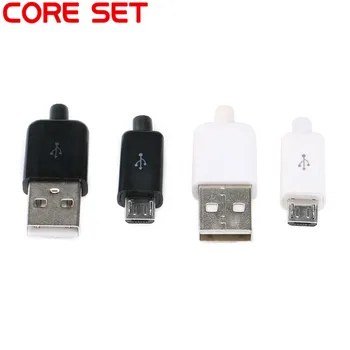 10TK DIY Micro-USB 2.0 Male Plug Ühendused Kit w/ Hõlmab Must Valge 5P Andmete Rea Lisaseadmete Liides 4/3 1 Keevitus 5 PIN