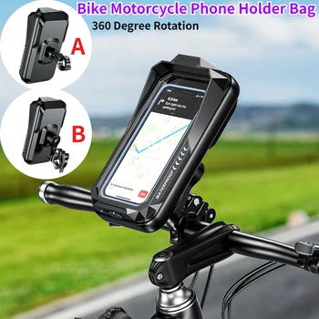 Bike Mootorratta Mount Telefon Stand Bag Veekindel Lenkstangi Mobiiltelefoni Kott Touch Screen 360 Kraadi Rotatsiooni Jalgrattasõit, Ratsutamine