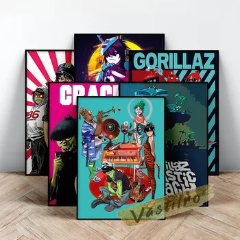 Gorillaz Plakat, Virtuaalne Bänd Seina Art, Peace Virtuaalse Iseloomu 2d Makaron Russel Hobbs Murdoc Niccals Seina Pilt, Fännid Kingitus
