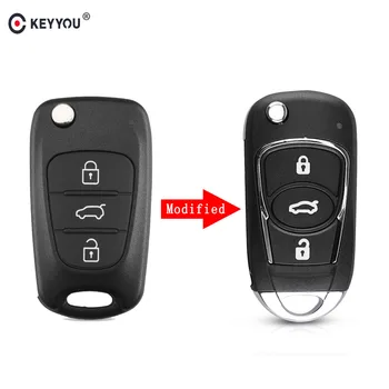 KEYYOU Uus 3 Nuppu Kohandatud Flip Kokkuklapitavad Remote Auto Auto Key Shell Juhul Kaas Hyundai I30 I40 I20 IX35 Avante