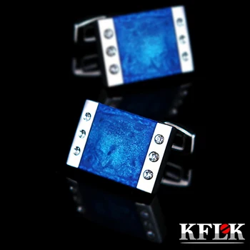 KFLK Ehted prantsuse särk cufflinks jaoks mens Brändi Sinine Emailiga Mansett link Meeste Luksuslik Pulm Nuppu Kõrge Kvaliteedi külalist