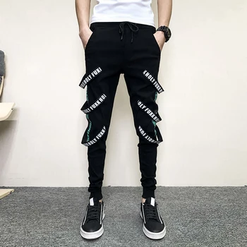Korea Suvel Hip-Hop Haaremi Püksid Meeste Mood 2022 Uusi Kõik Mängu Joggers Meeste Slim Fit Streetwear Vabaaja Püksid Meeste Must 34-28