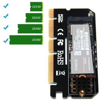 M. 2 SSD, ET PCIE 3.0 X16 Adapter LED-Klahvi M Interface Card Suppor PCI Express 3.0 x4 jaoks NVMe 2230-2280 Suurus m.2 SSD