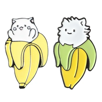 Meowth Super Armas Kawaii Banaan Valge Karvane Kass Raske Emailiga Multikas Loomade Prossid Rinnamikrofon Nööpnõelad