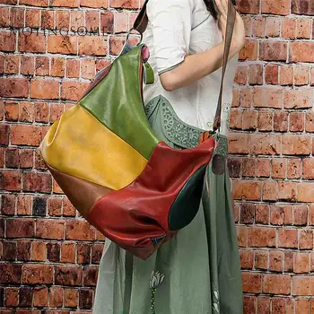 Naturaalsest Nahast Naiste Hobos Kott Käsitöö Vintage stiilis Segast Päris Nahast Shopper Kott Fashion Bags Daamid Luksus Kotid 2021