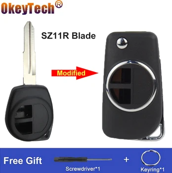 OkeyTech Kohandatud Flip Kokkuklapitavad Remote Auto Key Shell Juhul Katta Fob Jaoks Suzuki Swift Grage Vitara Alto 2 Nuppu Tühjade SZ11R Tera