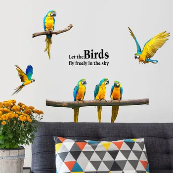 Papagoi Seina Kleebised Linnud Seina Kleebised Macaw Art Home Decor for Kids Room DIY Vinüül Kodu Kaunistamiseks Loomadega Taustapildid Eemaldatav