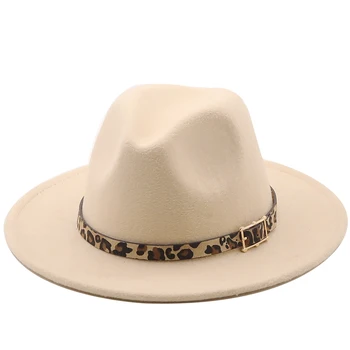 Uus vill Fedora Müts Naised Mehed Imitatsioon Villa Viltkübarad Metallist Kett Decor Panama Fedoras Chapeau Sombrero