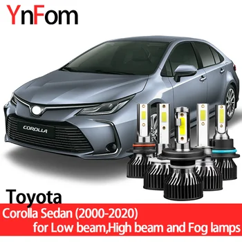 YNFOM LED-esituled komplekt Toyota Corolla Sedaan E12-E21 00-20 Madal lähituled,kaugtuled,fog lamp,autode lisavarustus,autode esitulede pirnid