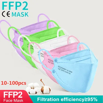 10-100tk FFP2 Mask KN95 Kala Mask Täiskasvanud Mascarillas ffp2reutilizable kaitsev respiraator Filtri ffp2mask Tunnistuse fpp2mask