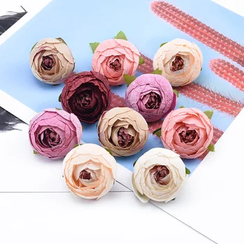 10 Tükki Silk Tee Roosid Võltsitud Pea Pulm Dekoratiivsed Lilled Seina jõulukaunistused Kodu Candy Box tehislilled
