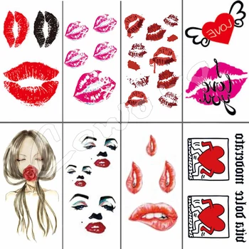 10 X 6 CM Seksikas Punane Must Kiss Lip-Body Art Ilu Meik Veekindel Ajutine Tätoveering Kleebised