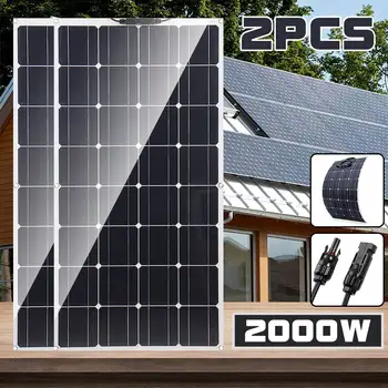 1000W 2000W PET Painduv päikesepaneel Täielik Võim Pank Paneel Solar Power Generator System Laadija Nutitelefoni Camping Auto