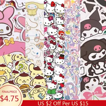 100tk Anime Hello Kitty Kuromi Minu Meloodia Cinnamoroll Veekindel Kleebised Cartoon Telefoni Juhul Arvuti Kitarr Rula Kleebised