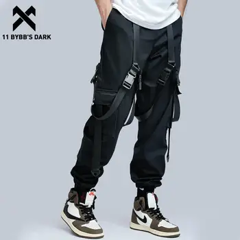 11 BYBB ON TUME Must Luku Lindid Cargo Püksid Techwear Mehed Taktikaline Funktsiooni Joggers Hip-Hop Vabaaja Püksid Püksid Streetwear