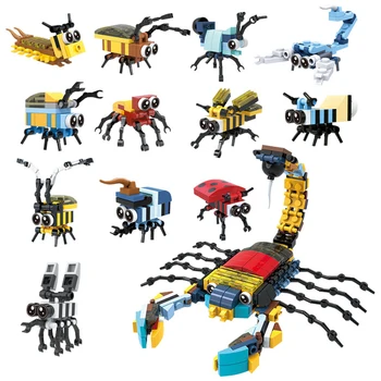 12 1 Väike Putukad Loomad Deformeeritavad Skorpion ehitusplokk Telliskivi DIY Mänguasja Komplekt Lastele Jõulud Sünnipäeva Kingitus 12tk/Palju