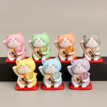 1tk Jaapani Multikas Õnn Õnnelik Kass Figuriin 3D-Loomade Mudel Kingitus Auto Ornament Kodus Käsitöö Decor Klaas Teenetemärgi DIY Tarvikud