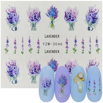1tk Lavendel Kimp Disain Vee Üleandmise Nail Art Kleebis Küüned Liugur Decal Decor Võlu Maniküüri-Tööriistad