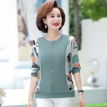 2022-korea, Lähis-vanuses Läbilöök Särk Kevadel, Sügisel Uus Pikkade varrukatega O Kaelus T-särk Tees Camisas De Moda Mujer
