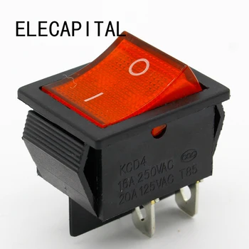 2tk/Lot Punane 4 Pin Light on/off Paadiga Nupp Switch 250V 16A AC AMP 125V/20A