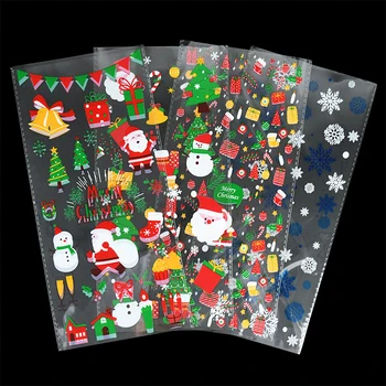 50/100tk Jõulud Plastikust Candy Kotid Jõulud Küpsiseid, Kingitus Kotid Lumehelbed Santa Claus Xmas Pakend, Kott Uus Aasta Soosib