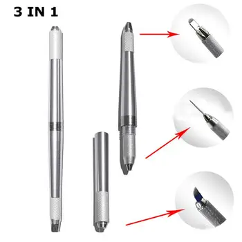 5tk 3D 3 In1 Professionaalne Kulmude Tätoveering Pen Masin Tebori Microblading Pen Kulmu Alaline Meik Masin Hõbe Käsitsi pliiatsi