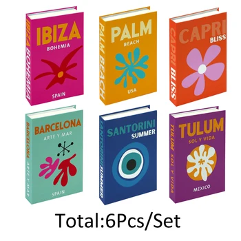 6tk/Set Võltsitud Raamatute Komplekt Kaunistamiseks Värviline Reisi-Seeria Disainer Teenetemärgi Raamatuid elutuba Teenetemärgi Home Decor Soft
