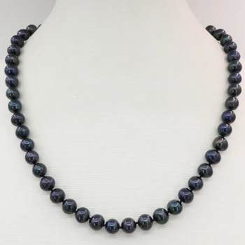 8-9mm naturaalne must magevee kultiveeritud pärl nearround helmed kaelakee naiste võlusid kingitused kett ehted choker 18inch B3223