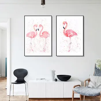 Akvarell Flamingo Plakat Loomade Minimalistlik Kunst Prindi Põhjamaade Kaasaegne Lõuend Maali Seinale Pildi Elutuba Home Decor