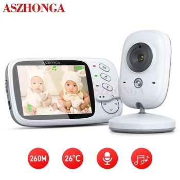 ASZHONGA Video beebimonitor 2.4 G Traadita 3.2 Tolli LCD-2 Way Audio Rääkida Öise Nägemise Järelevalve Turvalisuse Kaamera Lapsehoidja
