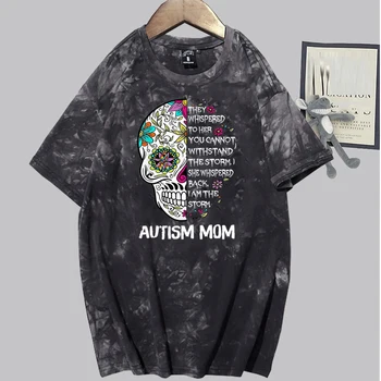 Autism Ema Autism Näeme Maailma Erinevalt, Print T-Särgid Kolju, T-Särgid, Vabaaja Tshirt Naiste Tie Dye Tshirt Naiste Topid