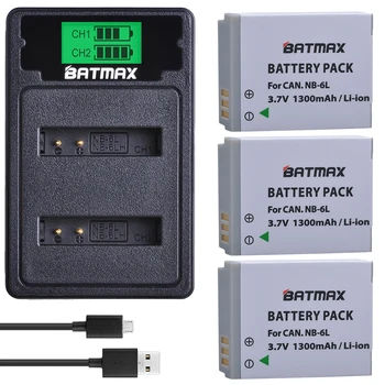 Batmax NB-6L NB-6L NB-6LH Aku+LCD USB Dual Laadija koos C-Tüüpi Port Canon SX520 HS SX530 SX600 SX610 SX700 SX710 IXUS 85