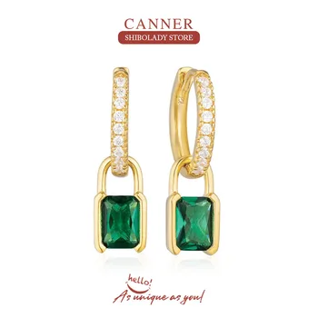 CANNER Luksus Emerald 925 Sterling Hõbe Kõrvarõngas Naiste Tilk Kõrvarõngad Kõhre Pendientes 18K Pulmapidu Kaunid Ehted