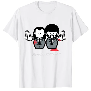 Cartoon Pulp Fiction harajuku tshirt homme ülepaisutatud t-särk graafiline t-särgid lühikese varrukaga t-särgid Harajuku Suvel Streetwear