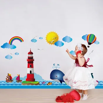 Cartoon tuletorn vaal Seina Kleebis lapsed lastetoas taust kodu kaunistamiseks Pannoo kunst Kleebised tapeet kleebised
