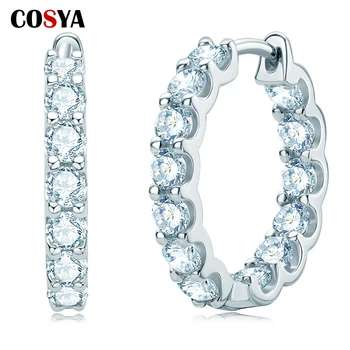 COSYA 2.6 ct Reaalne Moissanite Teemant Kõrvarõngad Naistele 100% 925 Sterling Hõbe Luksus Hoop Kõrvarõngad Ins Naistele Kingitusi