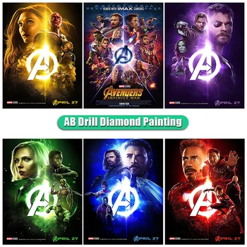 Disney AB Diamond Maali Marvel Avengers Käsitöö Lastele DIY Ruut/Ring Diamond Tikandid Mosaiik Cartoon Art Pildid