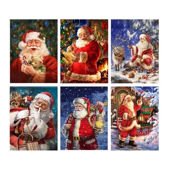 Festival Decor Talvel Piiratud Jõulud Plakat Santa Claus Lõuendile Maali Seinamaaling Elutoas Kodus Seina Kaunistamiseks