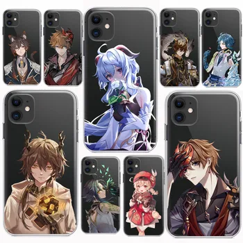 Genshin Mõju Telefon Case for IPhone 11 12 13 X XR, XS Pro SE2020 6S 7 8 Plus Anime Läbipaistev Gongzi Hutao Zhongli Iphone Kohtuasjas