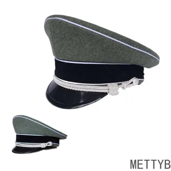 Hall Suur Brimmed Müts Villase Lapiga saksa Üpp Retro WW2 Taktikaline Pehme Müts Väljas Käik Hall Must Ülikond Müts
