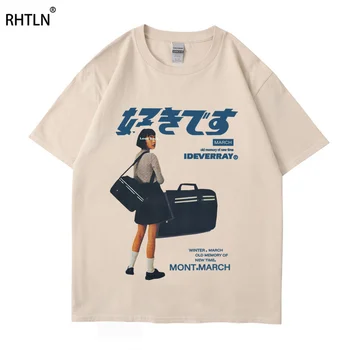 Hip-Hop Streetwear Harajuku T-Särk Tüdruk Jaapani Kanji-Print Tshirt 2021 Mehed Suvel Lühikese Varrukaga T-Särk Puuvillane Lahti Tops Tees