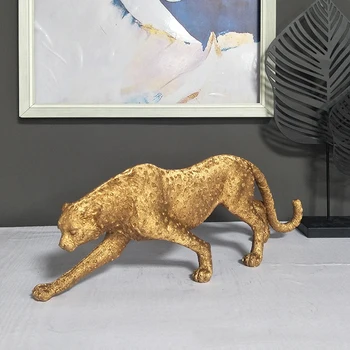 Home Decor Leopard Skulptuur Kapp Teenetemärgi Loomade Kuju Vaik Käsitöö Elutuba Kujukeste Euroopa Retro Kaunistused Kingitus