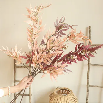 INS Bamboo Lehed long Branch Kunstlik jätab siidist Lilled korter kaunistus Pulm talumaja home decor võltsitud taimed paju