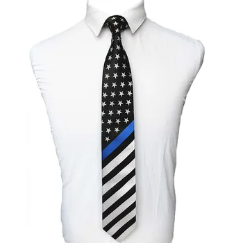 JEMYGINS Originaal 100% Siid Thin Blue Line Triibuline Lips Ameerika Lipu all Star USA Politsei Mens Necktie Hea Kvaliteediga Lips