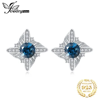 JewelryPalace Uute tulijate Luksus Tuuleveski 2.5 ct Loomulik Londoni Sinine Topaas 925 Sterling Silver Kõrvarõngad Naine Ehted