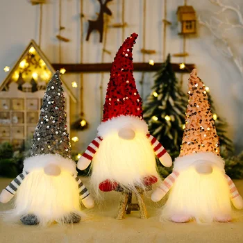 Jõulud Elf Doll Gnome Led Valgus Home Decor Jõulud Hõõguv Näota Nukk Kaunistused Uus Aasta 2023 Navidad