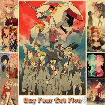 Klassikaline Anime KALLIS Aastal FRANXX Plakat Jõupaber Retro Plakatid Maali Moodsa Kunsti Plakat Lapsed Toas Baar Decor