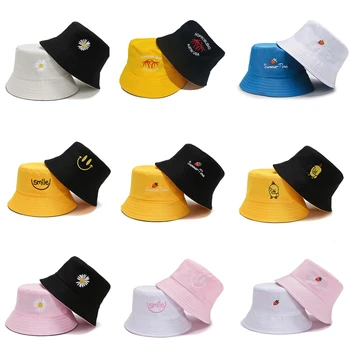 Kopp Mütsid Naised Kiri Tikitud kahepoolne Kalamees Müts korea Stiilis Tahke Ronida Väljas Päikesekaitsetoodete Kopp