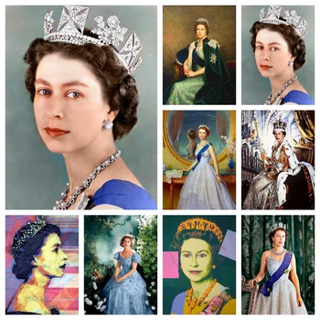 Kuninganna Elizabeth II Inglismaa 5D DIY Diamond Kunsti Maali Täis Ruut, Ring ristpistes Tikand Käsitöö Kingitus Tuba Decor