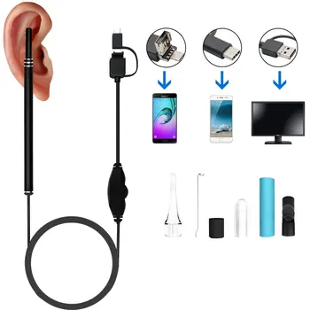 Kõrva Puhastamiseks Endoscope 2 In1-USB-HD-Visuaalne Kõrva Lusikas 5,5 mm, Mini Kaamera, Android PC Kõrva Korja Otoscope Borescope Vahend Tervishoid